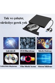 Resim MultiZone USB 3.0 Type-C Harici DVD RW Yazıcı Okuyucu Ultra İnce Taşınabilir CD DVD Sürücü 