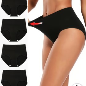 Resim 4'lü Paket Çok Satan Yüksek Bel Kalça Kaldırıcı Şekillendirici Pantolon - Hafif Nefes Alabilen Minimalist Siyah Dikişsiz Konfor, Günlük ve Spor İçin Uygun, 4 Adet Değer Paketi 