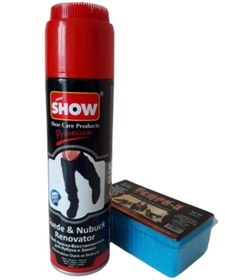 Resim SHOW Süet Nubuk Sprey 250 ml Siyah Ve Temizleme Süngeri 