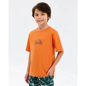 Resim Skechers B Graphic Tee Oversize T-Shirt Büyük Erkek Çocuk Turuncu SK2610014-4223 