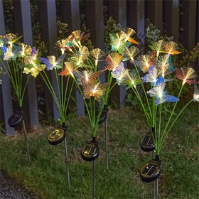 Resim Güneş Enerjili LED Lif Optik Kelebek Manzara Dekoratif Işık - İki Modlu, Otomatik Parlaklık Ayarlı Şık Bahçe Lambası, Akıllı Algılama - Işık Algılama, Meydanlar, Parklar, Yürüyüş Yolları ve Avlular İçin Uygun 
