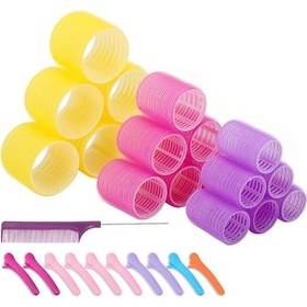 Resim Teltree Kendi Kendine Yapışan Saç Bigudisi Seti - 3 Boyutlu, Fön Fırçası Ve Klips Hediyeli 