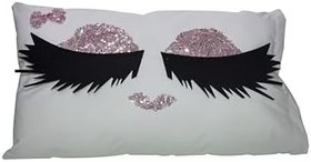 Resim MERİDYEN Kirpikli Yastık Elyaf Dolgulu 35x50 Pudra 