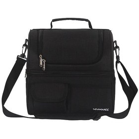 Resim Springsun A128 Çift Bölmeli Yalıtımlı Yemek Çantası - Sıcak Ve Soğuk Yiyecekler İçin Su Geçirmez Eva Beslenme Çantası Siyah 