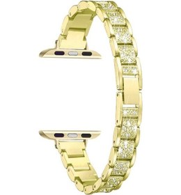 Resim Sones 14mm Üç Boncuklu Elmas Alüminyum Alaşımlı Saat Kordonu iOS Uyumlu Watch Serisi 9-8-7 41mm / Se 3-se 2-6-se-5-4 40mm / 3-2-1 38mm 
