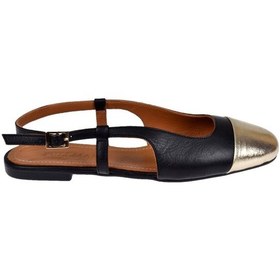 Resim Pullman Hakiki Deri Arkası Açık Kadın Babet Dur-2006 Siyah Altın Siyah Altın 