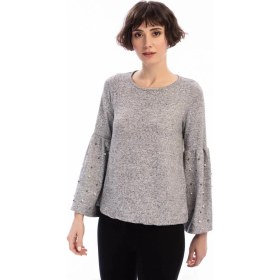 Resim Miss Lusi 8490985 Yumoş Kolu Geniş Volanlı İncili Bluz 