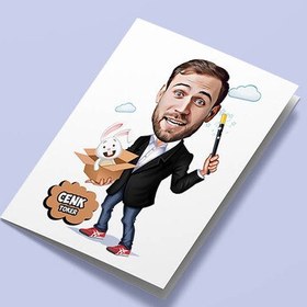 Resim Sihirbaz Erkek Karikatürlü Tebrik Kartı 