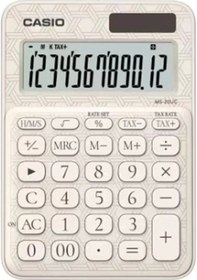 Resim Casio Ms-20uc-jwe 12 Hane Beyaz Desenli Masa Üstü Hesap Makinesi Çok Renkli 