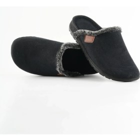 Resim Dr. Klompa Erkek Ev Terliği Peluş Astarlı Kışlık Kapalı Burun Kaymaz Taban Günlük Rahat Sabo Terlik Siyah 