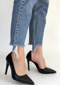 Resim Pley Siyah Cilt Stiletto Ayakkabı 