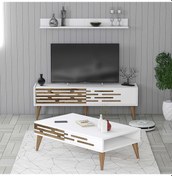 Resim Variant Valensiya 140cm Tv Ünitesi Ve Orta Sehpa Takımı - Beyaz / Beyaz 