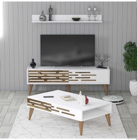 Resim Variant Valensiya 140cm Tv Ünitesi Ve Orta Sehpa Takımı - Beyaz / Beyaz 