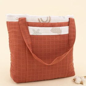 Resim Bebek Bakım Çantası - Koyu Kiremit Muslin - Kahverengi Gökkuşağı 