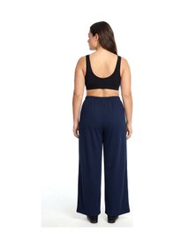 Resim Akbeniz Kadın Lacivert Dokulu Büyük Beden Cepli Pijama Altı 