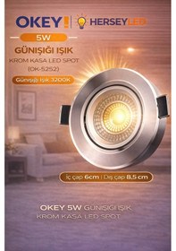 Resim Okey 5w Günışığı Krom Kasa Led Spot Gün Işığı 