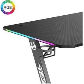 Resim Vıyero Armor Gd-12002e-2-blk Z Ayak Rgb Karbon Fıber E-spor Oyuncu Masası Siyah 