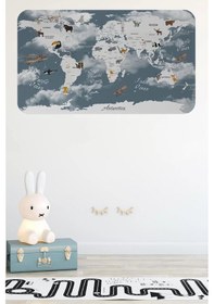 Resim Eğitici Dünya Haritası Dünya Atlası Çocuk Ve Bebek Odası Duvar Sticker -60x105-3818 Renkli 