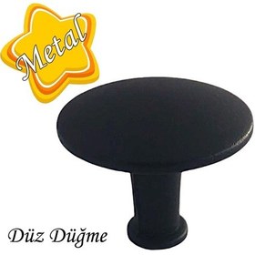 Resim Düz Düğme Siyah Kulp Mobilya Çekmece Dolap Kapak Kulbu Metal Kulp Aksesuarları Vidalı 