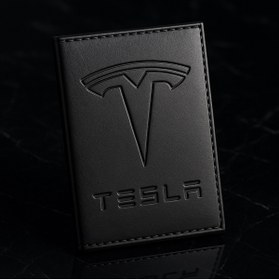 Resim taso8090 Tesla Deri Dikişli Araç Ruhsat Kılıfı Kabı Oto Ruhsatlık Araba Ruhsat Koruyucu 