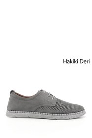Resim Gönderi(r) Erkek GRİ NUBUK Bağcıklı Hakiki Deri Comfort Ayakkabı 