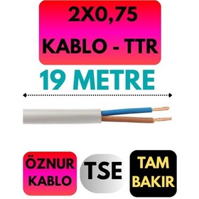 Resim Öznur 2x0,75 Ttr Kablo Metre Seçenekli Beyaz - 19 Metre 