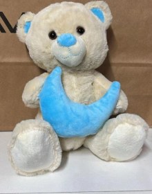 Resim Oyuncak Peluş Sevimli Uyku Arkadaşı Aydedeli Ayıcık 26 Cm Çok Renkli 