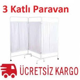 Resim Muayene 3 Kanatlı Paravan Muayene Masası Paravanı Revir Paravanı 