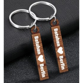 Resim Bk Gift Kişiye Özel Sevgili Temalı Fotoğraflı 2’li Ahşap Anahtarlık, Sevgiliye Hediye, Doğum Günü Hediyesi, Sevgililer Günü Hediyesi-1 