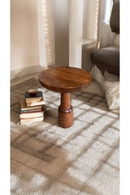 Resim Simillo Home&Living WOOD Wooden Ahşap Tekli Ürgüp Mantar Yan Sehpa Modern Kestane Renk Fiskos 