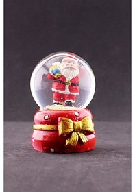 Resim Dekoratif Yeni Yıl Noel Baba Temalı Kurdele Detaylı Mini Boy Işıklı Kar Küresi 6,5 Cm Kar Küresi 
