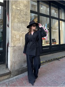 Resim VOLT CLOTHİNG Kadın İp Bağlamalı Omuz Detaylı Astarlı Blazer Ceket 