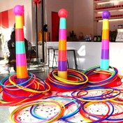 Resim Renkli Halka Atma Oyunu Seti (Rastgele Renk) - Plastik Spor Halka Atma Partisi, Açık Hava Bulmacası, Anaokulu Yarışması, Cadılar Bayramı ve Noel Hediyesi 