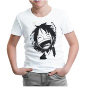 Resim One Piece - Luffy Laugh Beyaz Çocuk Tshirt 