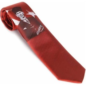 Resim Gaffy Atatürk ve Imza Desenli Dokuma Kırmızı Kravat - Ak-14 (541368437) Kırmızı 