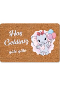 Resim Dijital Baskılı Kapı Önü Paspas Hoşgeldiniz Çok Amaçlı Iç Ve Dış Kapı Paspası Pembe 