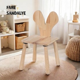Resim Joy Kids Toy Joykidstoy Doğal Ahşap Çocuk Sandalye Fare 