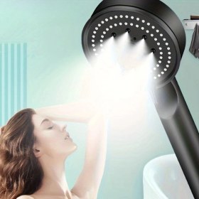 Resim Bucuks 5 Fonksiyonlu Yüksek Basınçlı Ayarlanabilir Siyah Duş Başlığı Renkli 