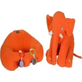 Resim Çıngıraklı Turuncu Bebek Destek Oturma Minderi Ve Turuncu Uyku Fili 