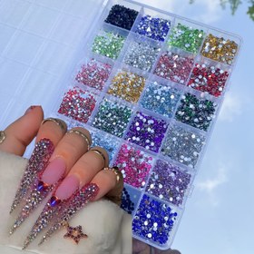 Resim 5200 adet Parıldayan Düz Sırtlı Tırnak Sanatı Taşları - 2mm-6mm Kristal Mücevherler DIY Moda, Ayakkabı, Giyim, Makyaj & Çanta Süslemeleri için 