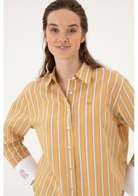 Resim U.S. Polo Assn. Kadın Hardal Çizgili Uzun Kollu Gömlek 50316416-VR151 