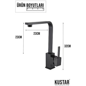 Resim Mix Siyah Kare Mutfak Evye Lavabo Bataryası Aç Kapa Batarya Musluk Siyah 