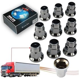 Resim Tır Kamyon İçin 10 Adet Krom Bijon Anahtar Kapağı 32 Mm 