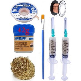 Resim Mechanic Krem Lehim 183 C 42g Flux Lehim Toplama Cp-3015 Emme Teli 3,0mm Havya Uç Temizleme Set01 