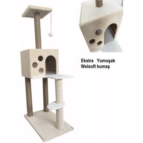 Resim Nursoft Kedi Tırmalama ve Oyun Evi 120 CM 