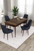 Resim Canisa Ram Serisi 80x132 Açılabilir Mutfak Masası Takımı Barok Desen Masa 4 Antrasit Sandalye 