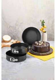 Resim Polochef Polo Chef Planeta Granit Kelepçeli Kek Kalıbı Takımı - 3 Lü Kek Kalıbı Seti Siyah 