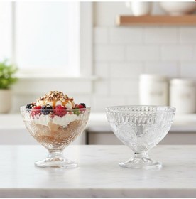 Resim Güneş Desen Dondurma Tatlı Çerez Cam Kase Takımı 6 X 260 Ml Şeffaf 