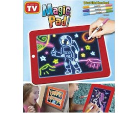 Resim Magic Pad Çocuk Eğitici Sihirli Işıklı Kalemli Öğretici Pili Pad 