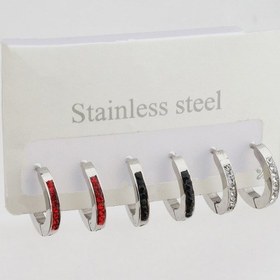 Resim Kadın Kararmaz Altın Kaplama 316L Çelik 6'lı Kombin Set Küpe 